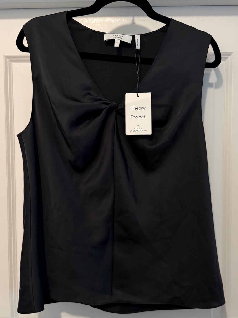 Theory Black Twist-Detail Sleeveless Camisole
